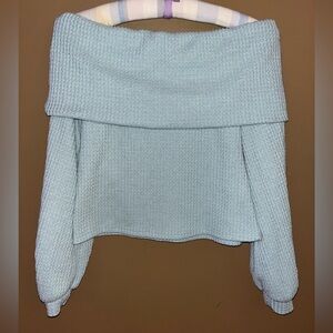 Elegant Off-Shoulder Light Green Sweater